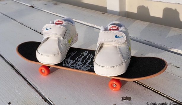 skateboarding wheels and sneakers