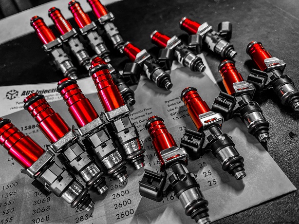 Close-up of differernt types of fuel injectors