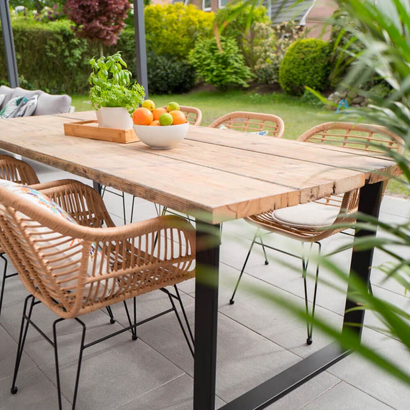 wooden outdoor dining set