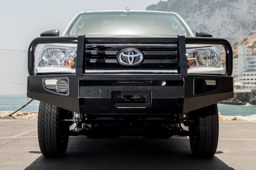 toyota hilux with a bull bar