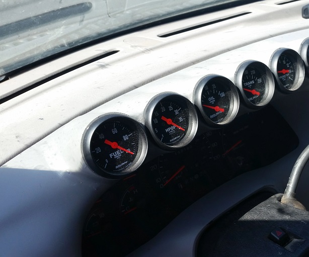 row of auto gauges